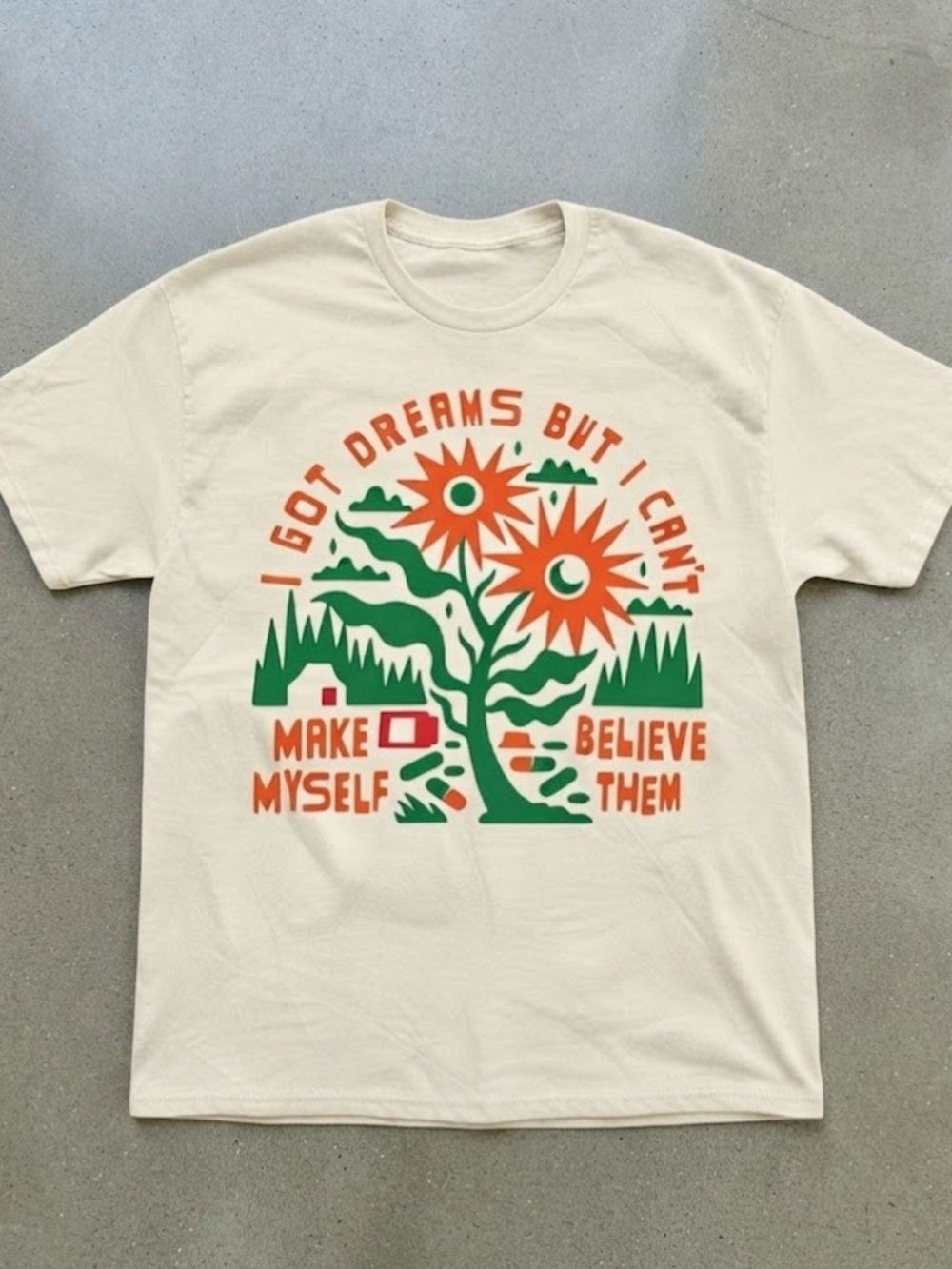 Noah Kahan Dreams Lyrics Flower Boho Indie Folk Cream Graphic Gildan T-shirt